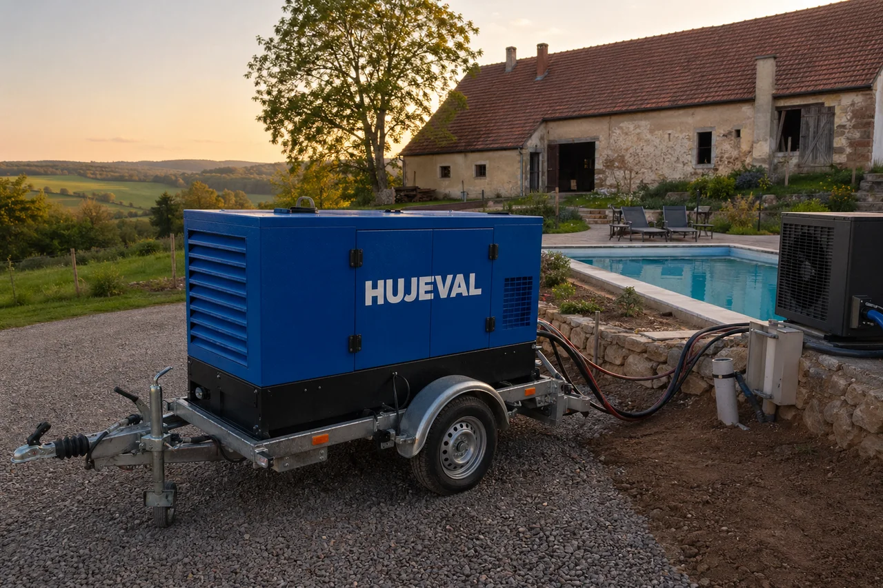 Mobilní elektrocentrála Hujeval v praxi — detail